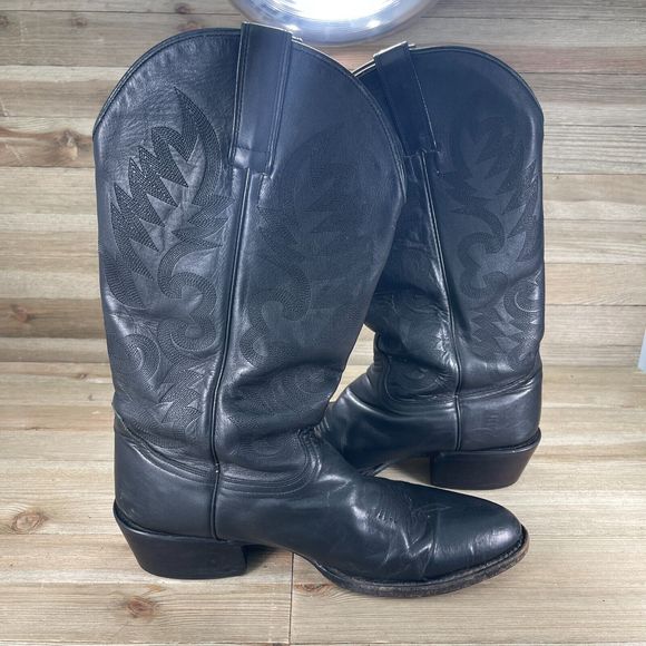 Cody James Boots Mens 9 D Black Leather Cowboy Western Almound Toe Pull On - Picture 6 of 10